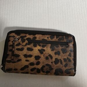 Leopard Print Wallet with Zipper